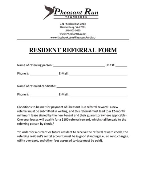 resident referral form for apartments.